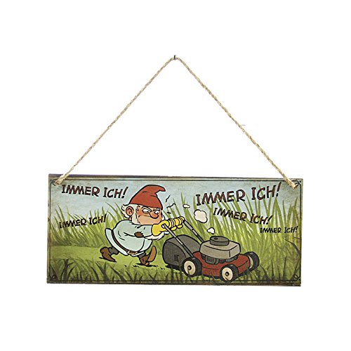 Dio only for you 59335 Spruchschild 'Gartenzwerg' 'Immer ich' Metall, 30,5 x H 13 cm, grün/blau/rot von Dio only for you