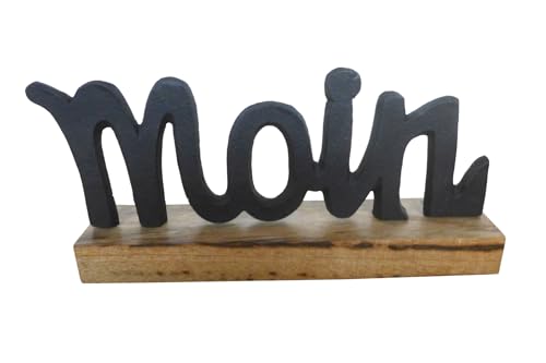 Dio only for you Aufsteller Moin schwarz | maritim Metalldeko auf Holzsockel | 20,5x5 cm von Dio only for you