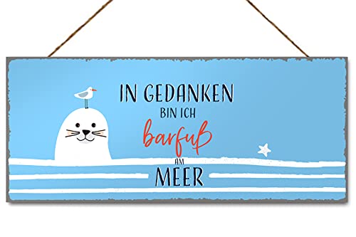 Metallschild Robbe Barfuß am Meer | 30 cm | Türschild Schild | Hänger Dekohänger von Dio only for you