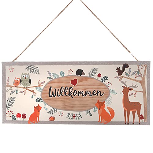 Metallschild Waldtiere Willkommen | Schild Tafel | Türschild Reh Fuchs Eule | Tiere von Dio only for you