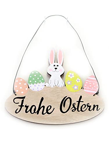 Holzschild Frohe Ostern | Osterhase mit Eiern | Schild Türschild | Hänger | 21 cm von Dio only for you