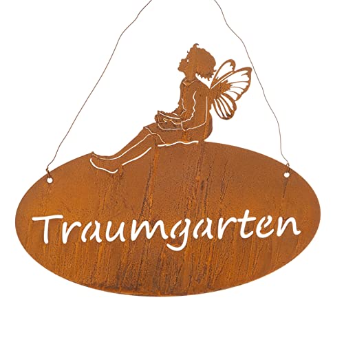 Schild Elfe | Traumgarten | Dekohänger Hänger Garten Metallschild | Rost | 38x32 cm von dio only for you