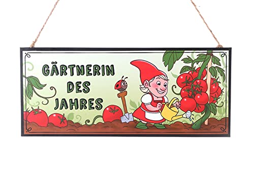 Schild Zwerg | Gärtnerin des Jahres | Gartenzwerg | Metallschild Hängedekoration Gartendeko | 30 cm von dio only for you