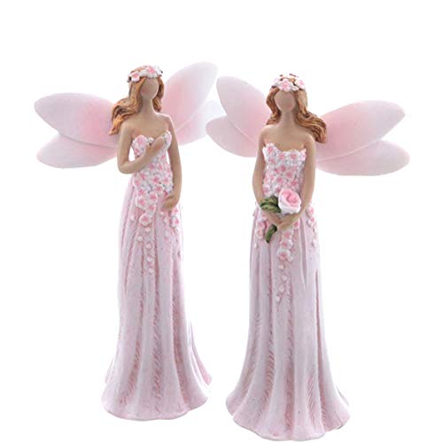 2er Set Elfe mit Blüten Dekor weiß rosa 16,5 cm Dekofigur Figur Elfen Fee von Dio