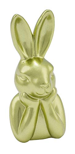 Dio putziger origineller Osterhase als Büste lustiger Hasenkopf als Osterdeko Keramik in hellgrün oder hell-Altrosa metallic (hellgrün metallic, groß) von Dio
