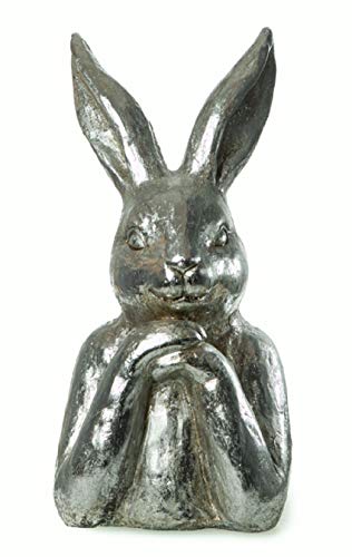 Dio putziger origineller großer Osterhase als Büste Keramik Silber Shabby antikfinish mit leichtem Grünstich von Dio