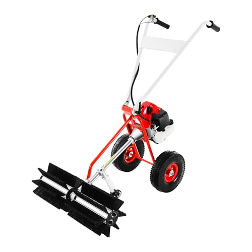 DioPaiB 43cc Benzin Kehrmaschine Manuell 2-Takt Motorbesen Handkehrmaschine mit Räder 1.7 PS Kehrmaschine für Draußen Schneefräse Raumgerät Schneeschieber Sweeper Luftgekühlter Einzylinder von DioPaiB