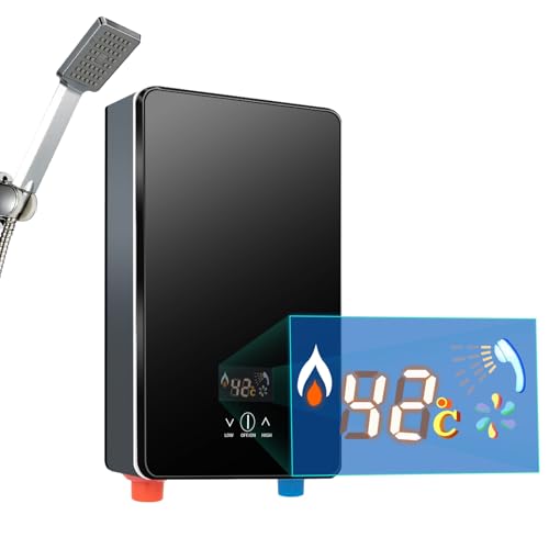 DioPaiB Elektronischer Durchlauferhitzer 220V 6500W, Elektrischer Warmwasserbereiter mit LED-Digital-Temperaturanzeige 30-55℃, Tankless Warmwasserbereiter mit Handbrause, für Küche, Badezimmer DioPaiB Elektronischer Durchlauferhitzer 220V 6500W, Elektrischer Warmwasserbereiter mit LED-Digital-Temperaturanzeige 30-55℃, Tankless Warmwasserbereiter mit Handbrause, für Küche, Badezimmer von DioPaiB