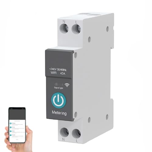 Din Rail Circuit Breaker Smart WIFI Switch Wireless Handy Fernbedienung 3 Timing-Modi Funktion für Haushaltsgeräte Geeignet für Smart Home(10 A) (10 A) von Dioche