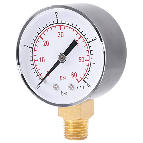 1 STÜCK Mini-Wasser-Luft-Öl-Manometer für Kraftstoff, Luft, Öl oder Wasser 0-4 Bar / 0-60 Psi NPT, Hochpräzises Manometer, Seitlich Montiertes Manometer von Dioche