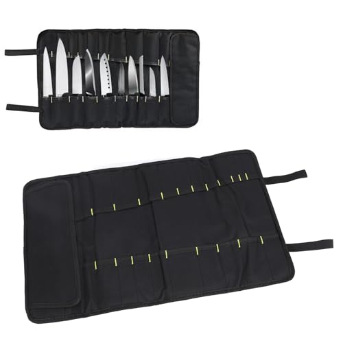 Dioche 20 Slots Chef -Messer -Rollbeutel, Tragbare Besteckmesserhalter Protectors, Canvas Messer Hülle für Heimküchen -Reisebereich Camping (Rot) von Dioche