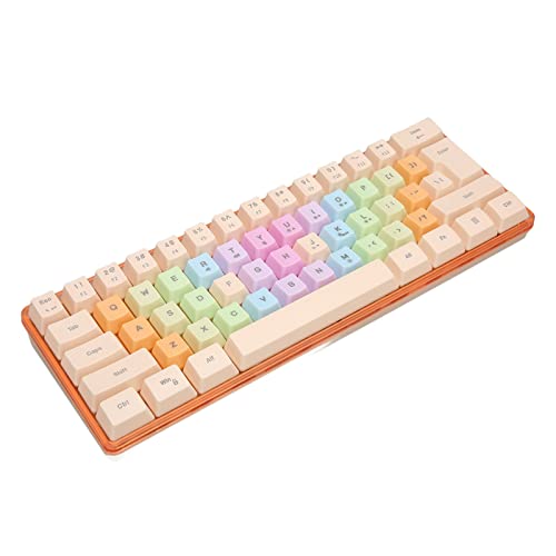 Dioche 60% Tastatur Slimhanical Keyboard Abs 61 Keyshanical Keyboard RGB Backlight Colorful Keycaps Wiredhanical Keyboard for Gaming Office Work (Aprikose) von Dioche