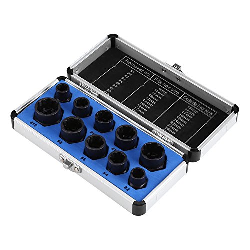 Dioche Anti-Diebstahl-Mutternausdreher Ks Tool Kit 10 Stück Beschädigter Schraubenmuttern-Schraubenentferner Hand- und Elektrowerkzeuge Extractor Removal Set Threading Tools Kit von Dioche