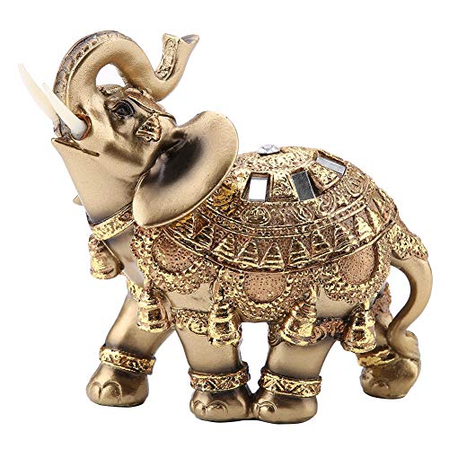 Dioche Elefant Ornament, Lucky Feng Shui Elefant Statue Skulptur Sammelfiguren Multi Size Haushaltsdekoration für Frauen Männer Home Office Store(Golden Trumpet) von Dioche