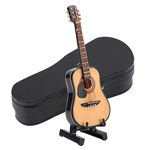 Dioche Gitarrenmodell-Dekor, Simulation Miniatur-Holzgitarrenmodell Mini-Musikinstrument-Modell Desktop-Haushaltsdekoration mit Ständer für Kinder Büro Zuhause 10cm/16cm(16cm) von Dioche