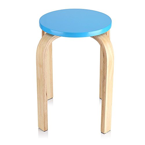 Dioche Runder stapelbarer Hocker, stapelbarer Stuhl aus Holz, Hocker für Bad und Küche, Barhocker für Wohnzimmer, Arbeitszimmer, Schlafzimmer, aus gebogenem Holz, 40 x 30 x 45,5 cm (Blau) von Dioche