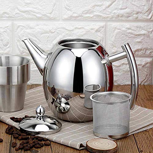 Dioche Teekanne 1000 ml, Teekanne mit Teesieb, Edelstahl-Teekanne mit Teefilter für Zuhause, Café, Hotel, Restaurant und Büro (1 l/1000 mL) von Dioche