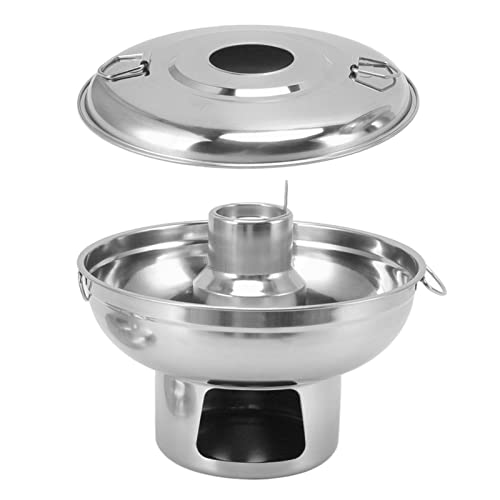 Dioche Tragbarer Holzkohle -Hotpot -Kocher, Edelstahl -Selbstkochtopf Runde Kleine Effiziente Heißtopf -Kochgeschirr für die Küche Küche zu Hause (SILVER) von Dioche