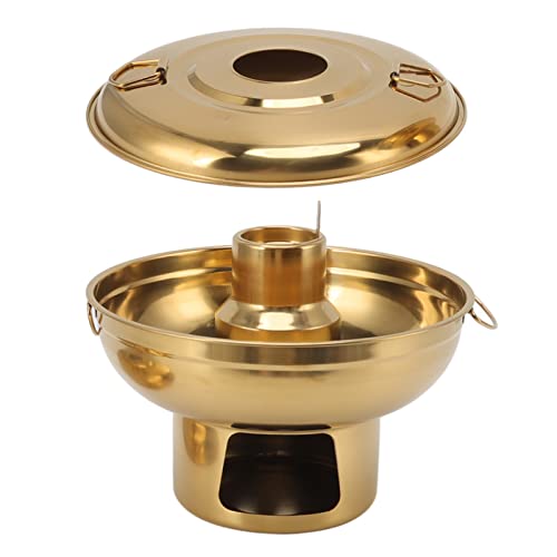 Dioche Tragbarer Holzkohle -Hotpot -Kocher, Edelstahl -Selbstkochtopf Runde Kleine Effiziente Heißtopf -Kochgeschirr für die Küche Küche zu Hause (goldene Farbe) von Dioche