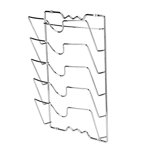 Dioche Vertikaler Deckelhalter, praktisches Küchenzubehör für Deckel in verschiedenen Größen, funktional, Wandhalterung aus Metall, platzsparend, silberfarben von Dioche
