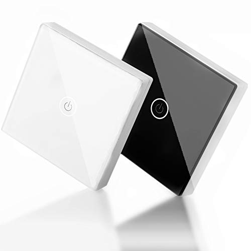 Dioche WLAN Smart Lichtschalter, Touch Wireless Intelligence Wandschalter, 12V 1-Wege-Funkfernbedienung Touch Light Wandschalter mit Empfänger für Smart Home (Weiß) von Dioche