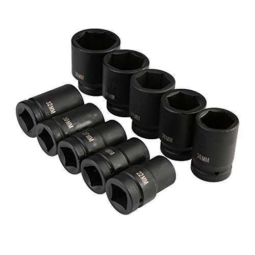 Dioche 10-teiliges 1 Zoll Drive Metric Deep Impact Socket Set, 22 bis 50 mm, Chrom-Vanadium-Stahl, Außensechskant, Socket Set Dioche 10-teiliges 1 Zoll Drive Metric Deep Impact Socket Set, 22 bis 50 mm, Chrom-Vanadium-Stahl, Außensechskant, Socket Set von Dioche
