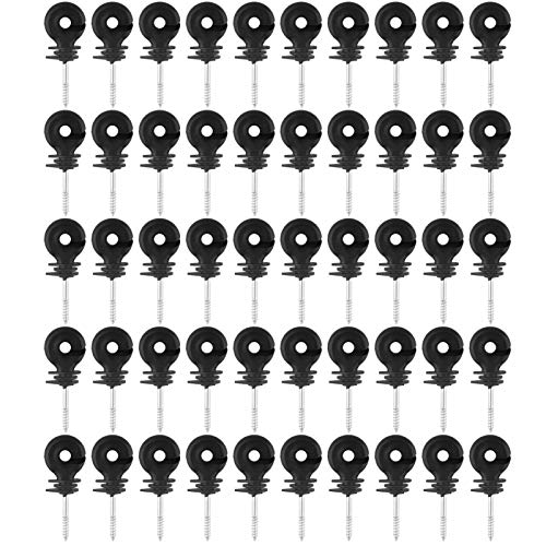 Elektrozaun Isolatoren Zaun Isolator Metall, Kunststoff 50 Stück Set Schwarz Schraubring Isolatoren Elektrozaun Zubehör für Holzpfosten von Dioche