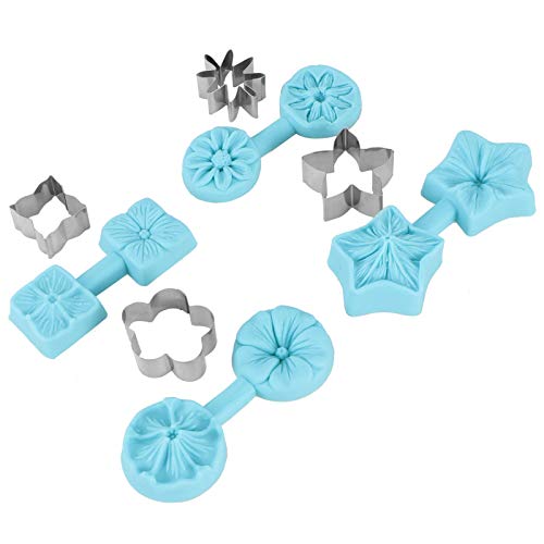 Fondant Blumenformen Fondant Blumenpresse Silikon Edelstahl 4 Sets Fondant Schokoladenform Silikon Backform Utensilien Küchenbedarf mit Ausstecher von Dioche