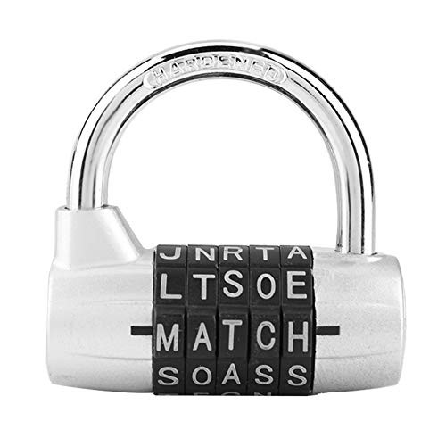 Gym Locker Lock, 5 Buchstaben Wortsperre, Kombinationsschloss für Reisekoffer, Sicherheitspasswortsperre, 1er Pack(Silber) von Dioche