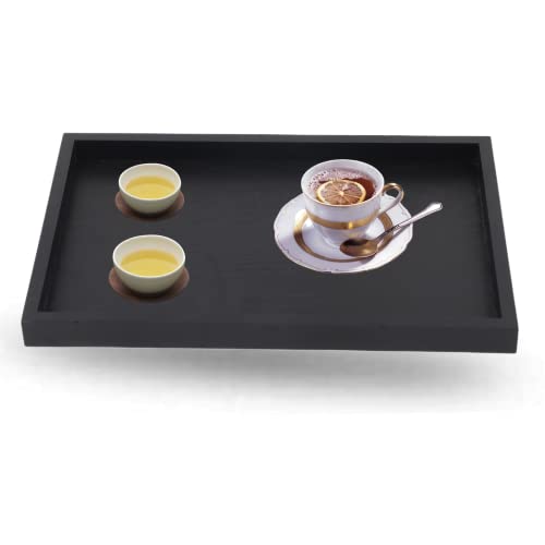 Holz Tablett, rutschfeste Serviertablett Holz Tee Kaffee Snack Food Mahlzeiten Platte Restaurant Tabletts Schwarz (30 * 20 * 2 cm) von Dioche