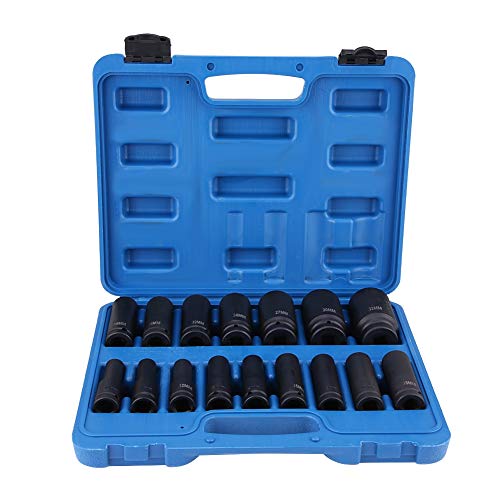 Impact Socket Tools,Schlagschrauber Nuss Set 16-teilig Impact Socket Set mit 1/2 Zoll Antrieb Steckschlüsselsatz-Reparaturwerkzeugsatz 10-32mm Sechskant Nüsse -Metric von Dioche