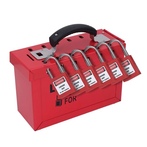 Lockout Tagout Lock Box Tragbare Gruppenschloss-Box Vorhängeschloss-Set Tragbare Sicherheitsgruppe Lockout Tagout Station mit 12 Stück 38 Mm Vorhängeschlössern 24 Stück Schlüssel von Dioche