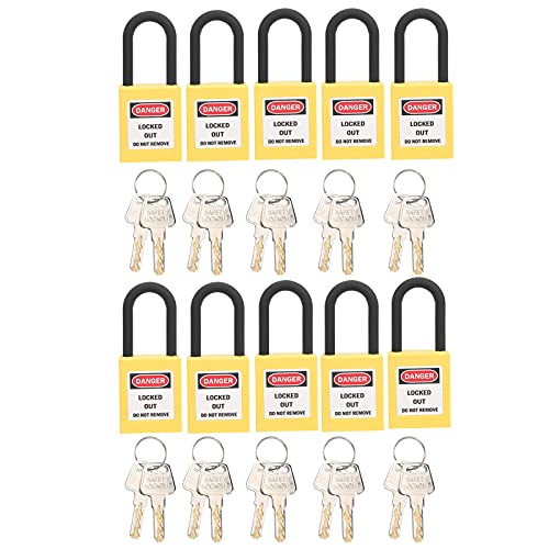 Lockout-Tagout-Schlösser 10 Sätze Lockout-Schloss 2 Schlüssel Pro Vorhängeschloss Staubdichtes Nylon-Sicherheitsvorhängeschloss aus Nylon für Lock-Out-Tag-Out(Gelb) von Dioche