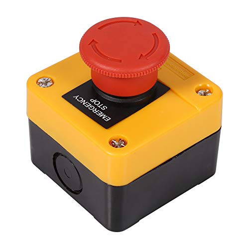 Not-Aus-Schalter,660V Kunststoff Rotes Schild Not-Aus-Pilz-Druckknopfschalter 10A mit gehäuse für Home Emergency von Dioche