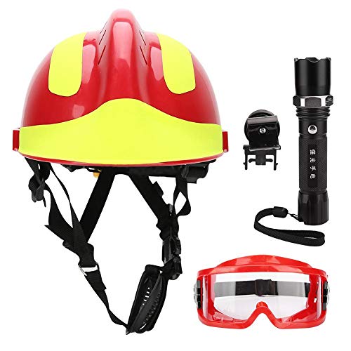 Schutzhelm, Professionelle Rettungshelme, Schutzhelm Gegen Schlagschutz mit Scheinwerfer und Schutzbrille (Rot) von Dioche