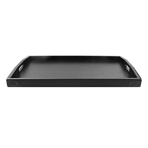 Serviertablett Serviertablett Holz Schwarz Großes Holz Serviertablett Tee Wasser Getränke Tablett Frühstückstee Serviertablett aus Holz mit Griff #3 (50 * 30 * 4,5 cm) von Dioche