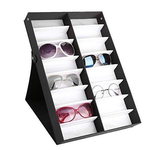 Sonnenbrillen-Aufbewahrungsbox, 16 Fächer, Brillenvitrine, Sonnenbrillen-Aufbewahrungsbox, Schmuck-Organizer, mitteldichte Faserplatte, 48,5 x 33 x 6,1 cm von Dioche