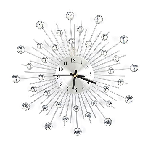 Wanduhr aus Metall mit Diamantstern, Uhr mit Kristallstern, Dekoration für Zuhause, Schlafzimmer, Wohnzimmer von Dioche