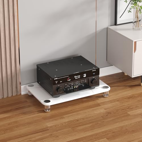 1/2/3/4-stufiger Audio-Rack-Turm, AV-Medienständer Aus Glas Und Edelstahl Für Heimkino Und HiFi-System, Audio-Schrank Und Stereo-Rack Für Das Wohnzimmer(White,1 Tier) von Diodceraic
