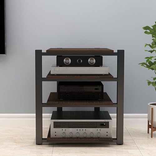 2/3/4 Fachboden Audio Video Rack, HiFi Standregal für Heimkino & Stereoanlagen Komponenten - Aufbewahrungs- und Sammlungsschrank für Unterhaltungselektronik(Walnut,4 Tier) von Diodceraic