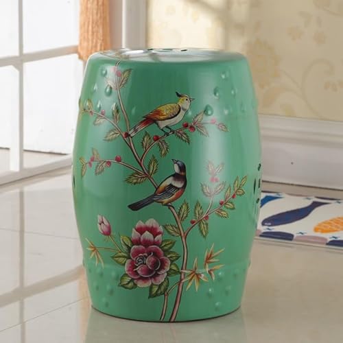 Diodceraic Chinesischer Trommelhocker Blumen & Schmetterlinge Gartenhocker Dekorativer Innen- und Außengartenhocker für Garten, Terrasse, Hinterhof(B) von Diodceraic