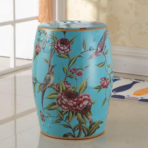 Diodceraic Chinesischer Trommelhocker Blumen & Schmetterlinge Gartenhocker Dekorativer Innen- und Außengartenhocker für Garten, Terrasse, Hinterhof(C) von Diodceraic