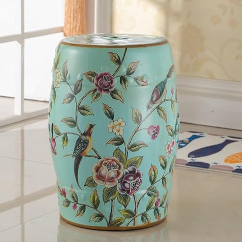 Diodceraic Chinesischer Trommelhocker Blumen & Schmetterlinge Gartenhocker Dekorativer Innen- und Außengartenhocker für Garten, Terrasse, Hinterhof(F) von Diodceraic