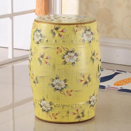 Diodceraic Chinesischer Trommelhocker Blumen & Schmetterlinge Gartenhocker Dekorativer Innen- und Außengartenhocker für Garten, Terrasse, Hinterhof(G) von Diodceraic