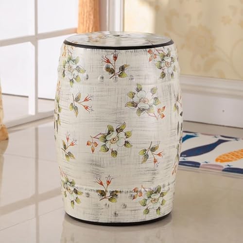 Diodceraic Chinesischer Trommelhocker Blumen & Schmetterlinge Gartenhocker Dekorativer Innen- und Außengartenhocker für Garten, Terrasse, Hinterhof(H) von Diodceraic