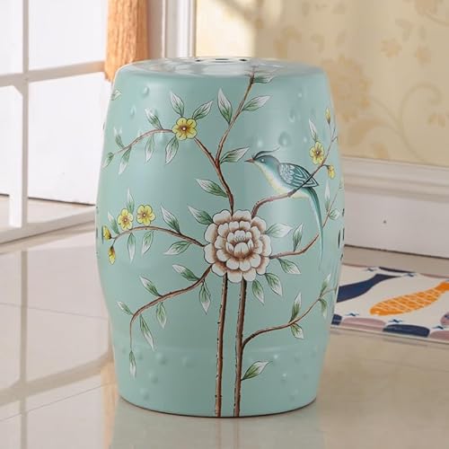 Diodceraic Chinesischer Trommelhocker Blumen & Schmetterlinge Gartenhocker Dekorativer Innen- und Außengartenhocker für Garten, Terrasse, Hinterhof(I) von Diodceraic