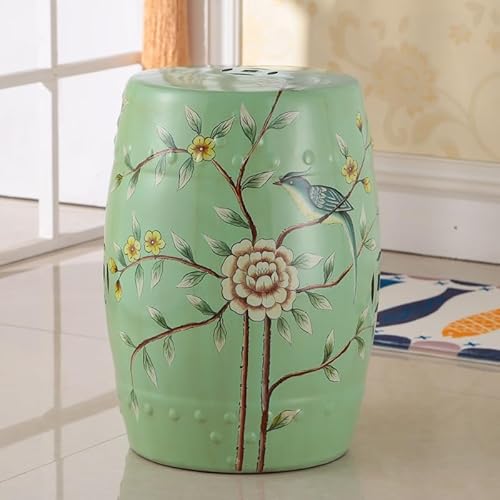 Diodceraic Chinesischer Trommelhocker Blumen & Schmetterlinge Gartenhocker Dekorativer Innen- und Außengartenhocker für Garten, Terrasse, Hinterhof(L) von Diodceraic