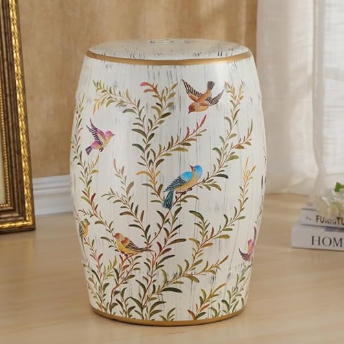 Diodceraic Chinesischer Trommelhocker Blumen & Schmetterlinge Gartenhocker Dekorativer Innen- und Außengartenhocker für Garten, Terrasse, Hinterhof(M) von Diodceraic