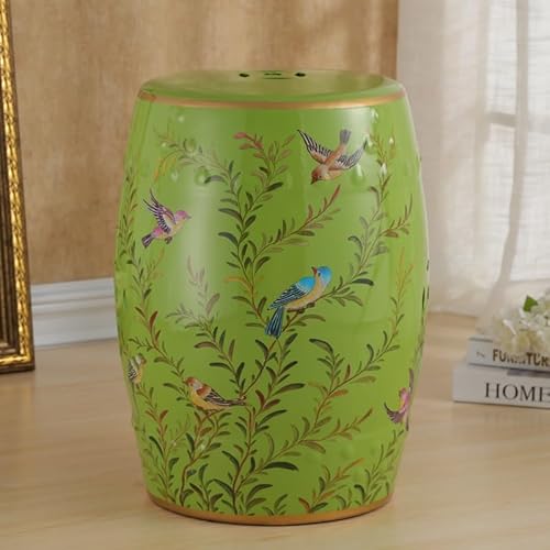 Diodceraic Chinesischer Trommelhocker Blumen & Schmetterlinge Gartenhocker Dekorativer Innen- und Außengartenhocker für Garten, Terrasse, Hinterhof(N) von Diodceraic