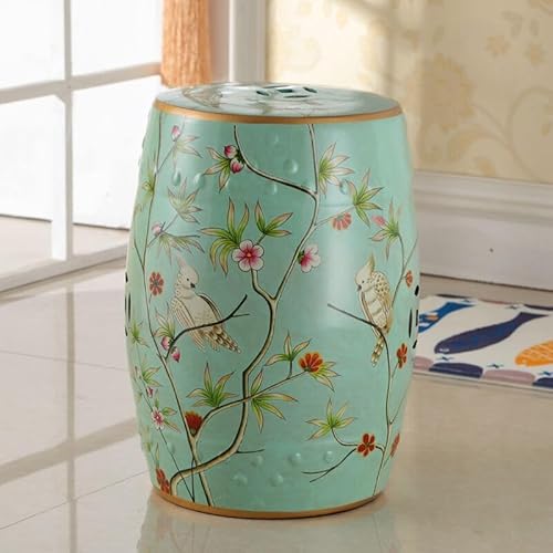 Diodceraic Chinesischer Trommelhocker Blumen & Schmetterlinge Gartenhocker Dekorativer Innen- und Außengartenhocker für Garten, Terrasse, Hinterhof(O) von Diodceraic